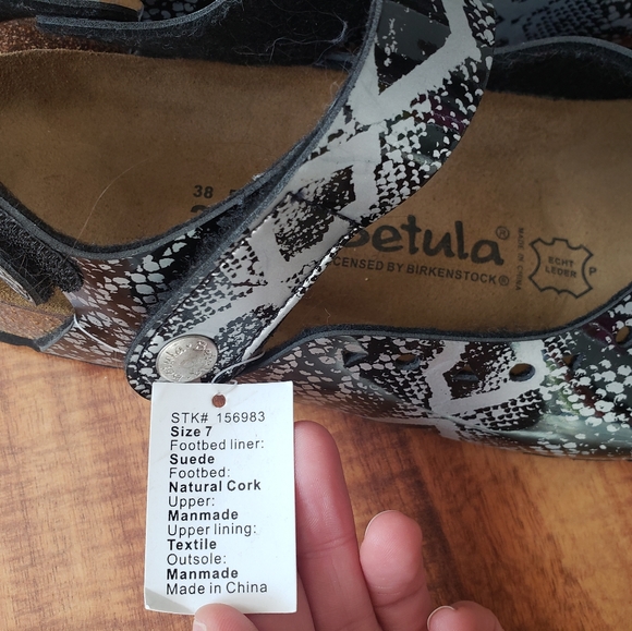 NWT Silver & Black snake print Betula Birkenstock cork shoes size 7 Brand New - Picture 6 of 8